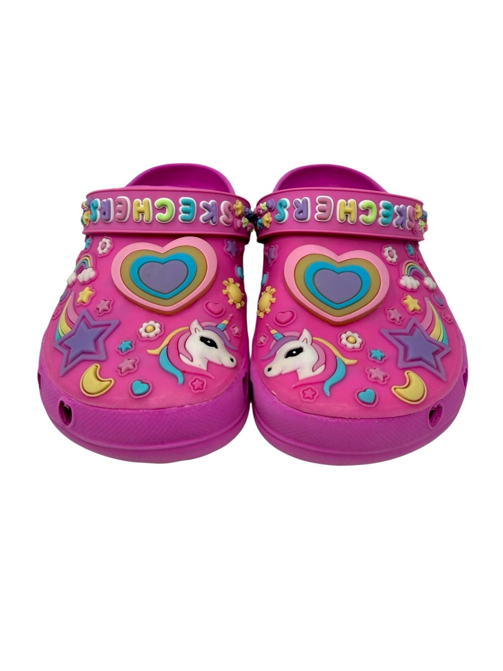 Skechers Pink Unicorn Rainbow Light Up clog style Play Shoes Girls Size 9/10